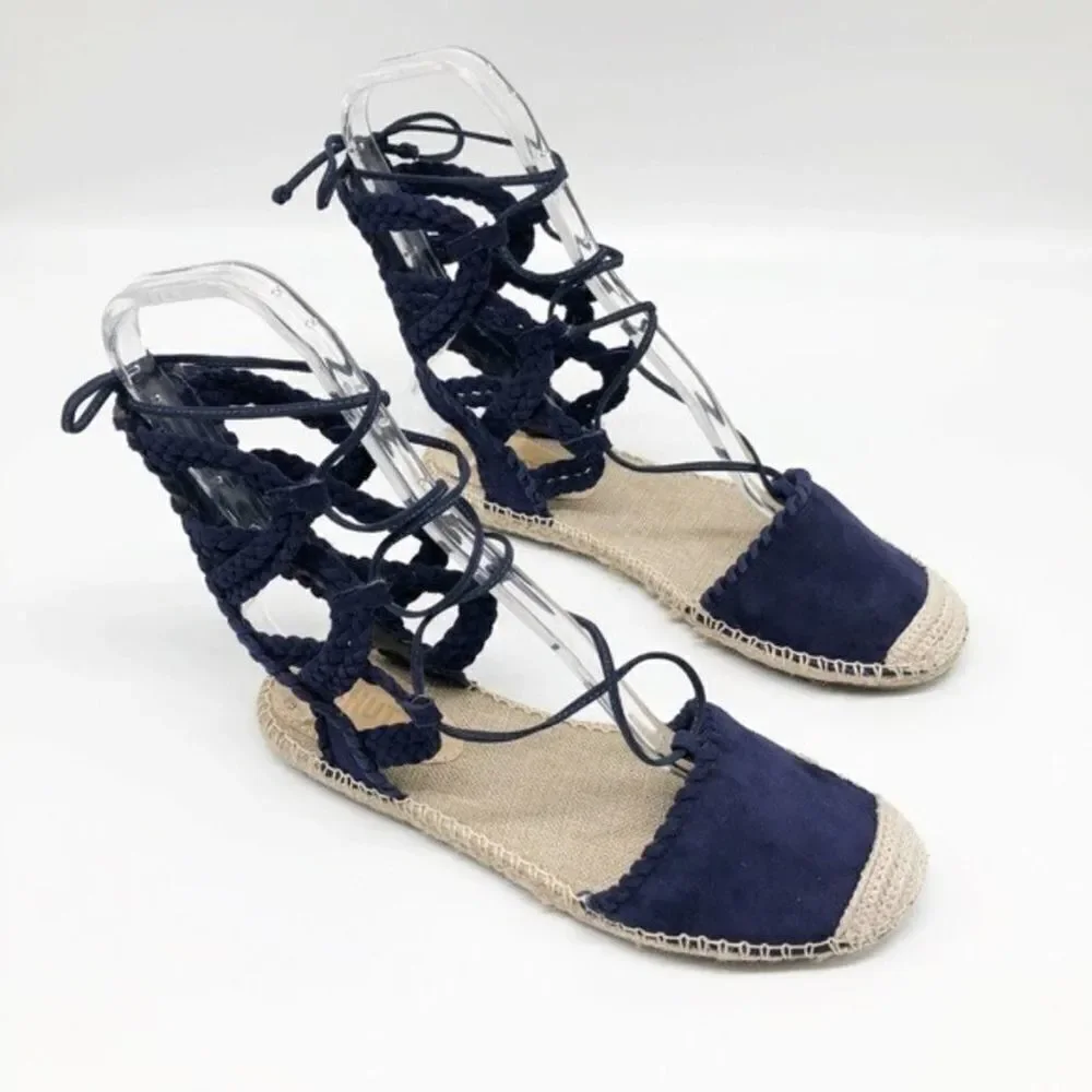 SCHUTZ Kobi Blue Suede Espadrille Flats